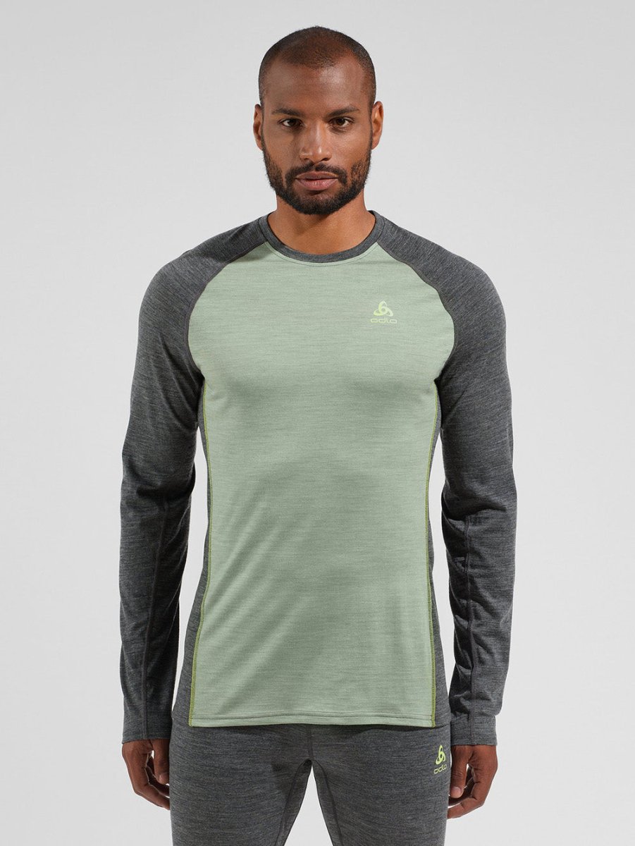 Men's Performance Merinould 150g/m2 Skiundertrøje - Herre - Mette Green/Dark Grey Melange - Gumpel & Co
