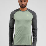 Men's Performance Merinould 150g/m2 Skiundertrøje - Herre - Mette Green/Dark Grey Melange - Gumpel & Co