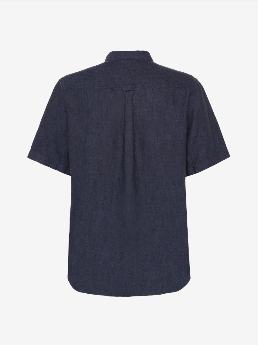 Men's CUSTOM FIT LINEN SHORT SLEEVE SHIRT - Total Eclipse - Gumpel & Co