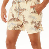 Men's Surf Revival Floral Volley Badeshorts - Herre - Vintage Yellow - Gumpel & Co