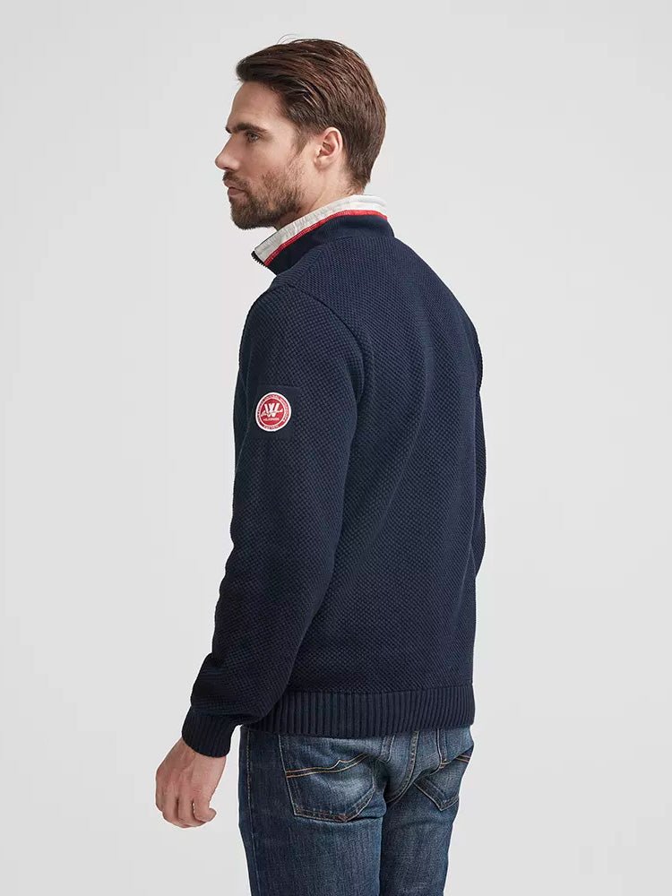 Men's Classic Rib Windproof Halfzip Sweater - Herre - Navy - Gumpel & Co
