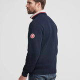 Men's Classic Rib Windproof Halfzip Sweater - Herre - Navy - Gumpel & Co