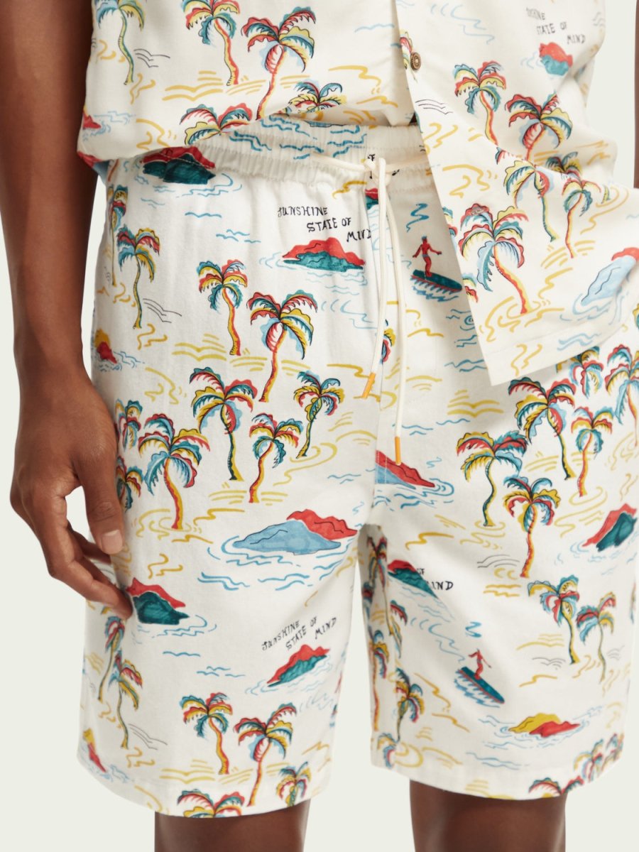 Men's Fave Printed Bermuda Shorts - Herre - White Palmtree - Gumpel & Co