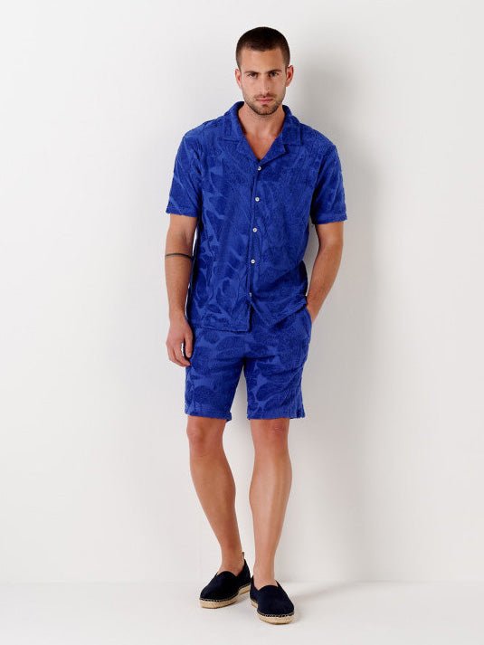 Men's Dan Jacquard Terry Shorts - Royal Blue - Gumpel & Co