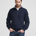 Men's Classic Rib Windproof Halfzip Sweater - Herre - Navy - Gumpel & Co
