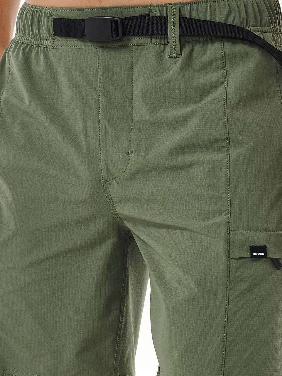 Men's Hybrid Boardwalk Buckled Cargo Volley Shorts - Herre - Dark Olive - Gumpel & Co