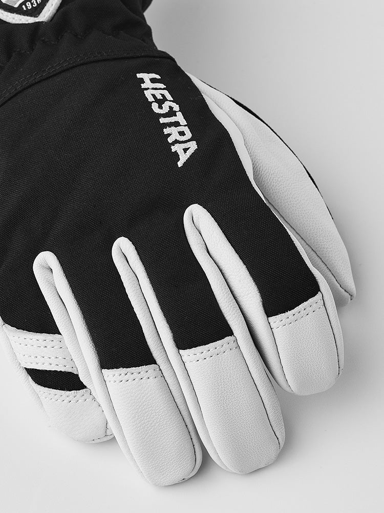 Junior Army Leather Heli Ski 5 - fingre - Børn - Black - Gumpel & Co