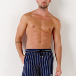 Men's Sid Striped Badeshorts - Herre - Marine - Gumpel & Co