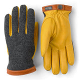 Deerskin Wool Tricot Handske - Herre - Charcoal/Natural Yellow - Gumpel & Co