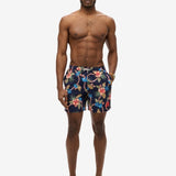 Hawaiian Print 16 Swim Shorts - Men - Tropical Chain Navy - Gumpel & Co
