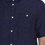Men's CUSTOM FIT LINEN SHORT SLEEVE SHIRT - Total Eclipse - Gumpel & Co