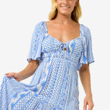 San Carlos Short Sleeve Maxi Dress - Dame - Blue - Gumpel & Co