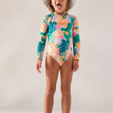 Kids Paradisiac Island Long Sleeve Rash Guard Badedragt - Børn - Mint Tropical Trails - Gumpel & Co