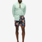 Hawaiian Print 16 Swim Shorts - Men - Tropical Chain Navy - Gumpel & Co