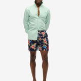 Hawaiian Print 16 Swim Shorts - Men - Tropical Chain Navy - Gumpel & Co