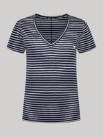 Women's V-Neck T-Shirt - Ladies - Navy Optic Stripe