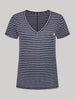 Women's V-Neck T-Shirt - Ladies - Navy Optic Stripe