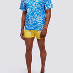 Men's Allov Hibiscus SS Shirt - Herre - Vintage Sapphire (Blå) - Gumpel & Co