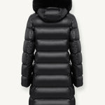 Women's Long Iridescent Dunjakke m. Pelskrave - Dame - Black - Gumpel & Co