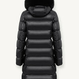 Women's Long Iridescent Dunjakke m. Pelskrave - Dame - Black - Gumpel & Co