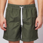 Men's Iconic Stretch Waist Mid - Length Badeshorts - Herre - Army Green - Gumpel & Co