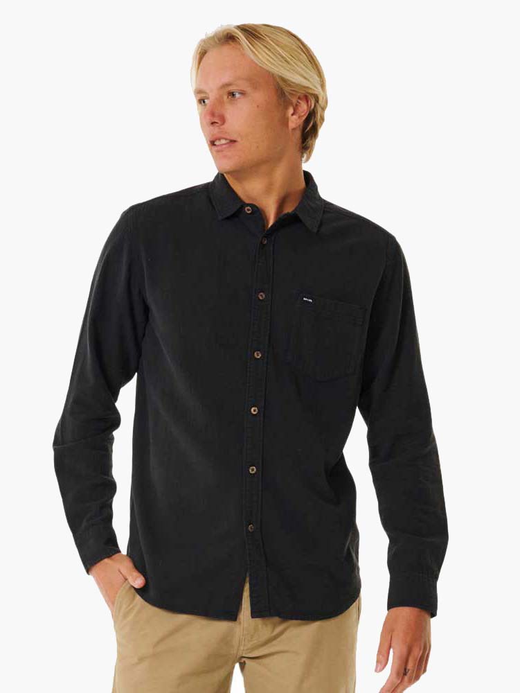 Men's Washed Long Sleeve Skjorte - Herre - Washed Black - Gumpel & Co