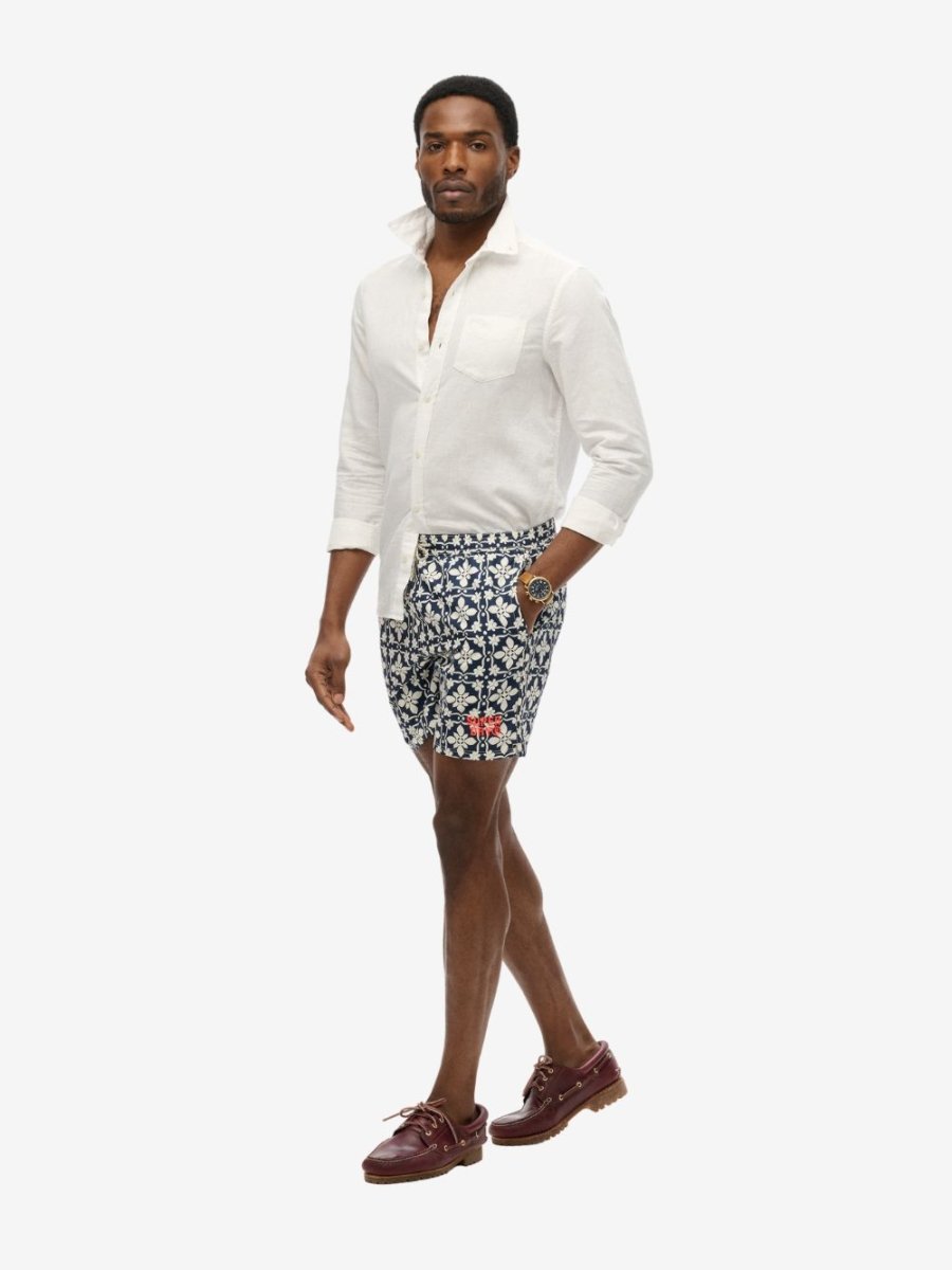 Tile Print 16 Badebukser - Herre - Navy Tala - Gumpel & Co