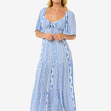 San Carlos Short Sleeve Maxi Dress - Dame - Blue - Gumpel & Co
