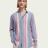 Men's Regular Fit Striped Skjorte - Herre - White/Pink Stripe - Gumpel & Co