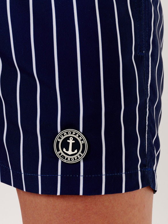 Men's Sid Striped Badeshorts - Herre - Marine - Gumpel & Co