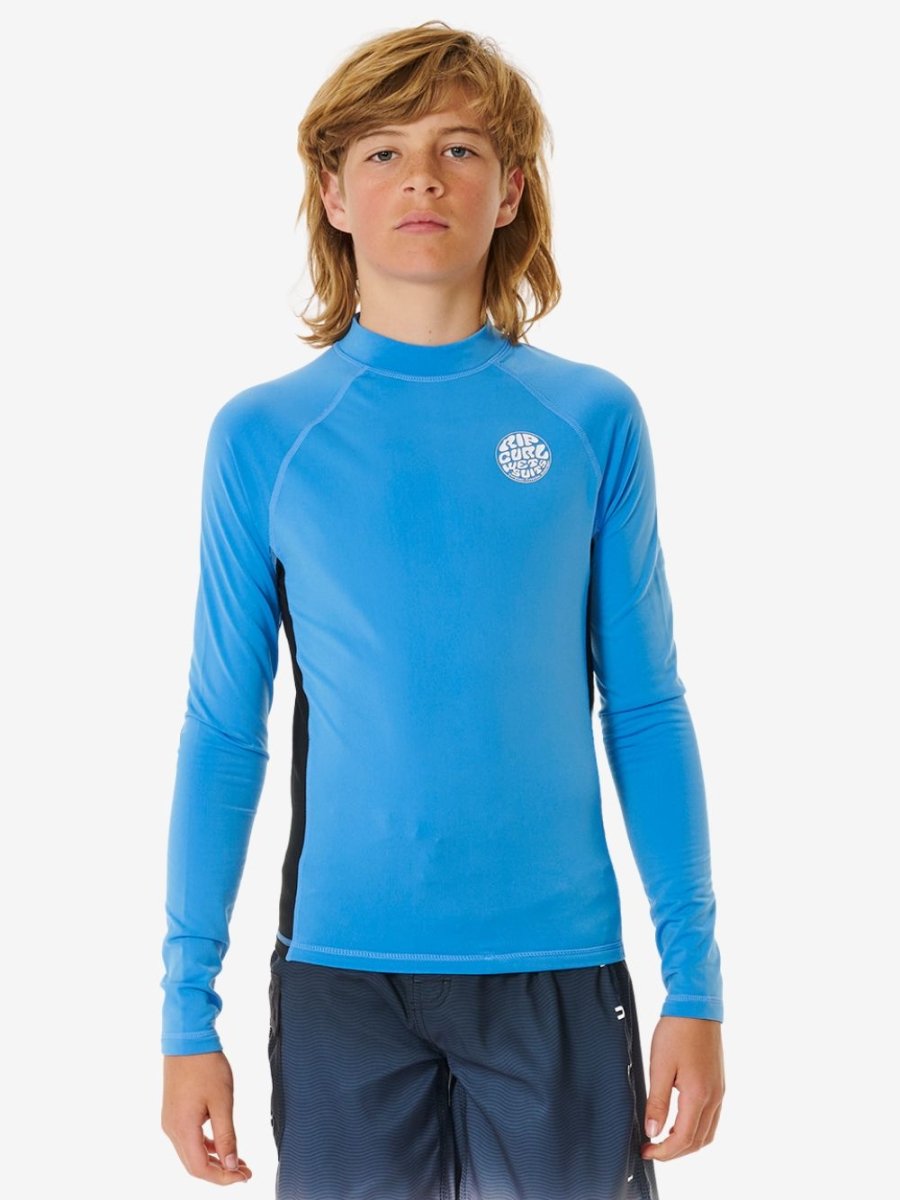 Icons UV Brushed Long Sleeve Rash Vest - Børn - Blue Gum - Gumpel & Co