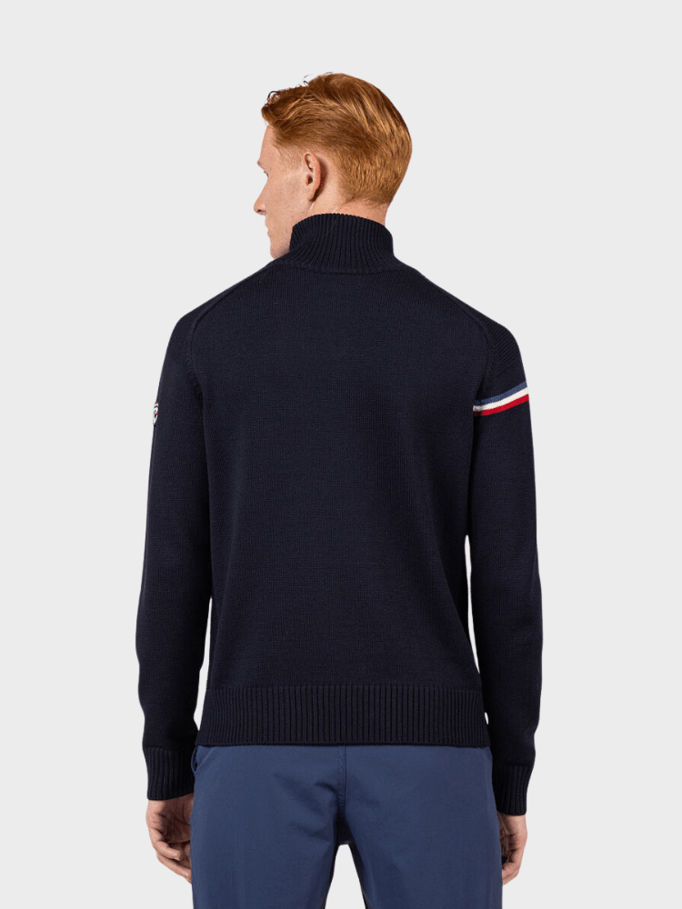 Odysseus Halfzip Merino Strik - Herre - Dark Navy - Gumpel & Co
