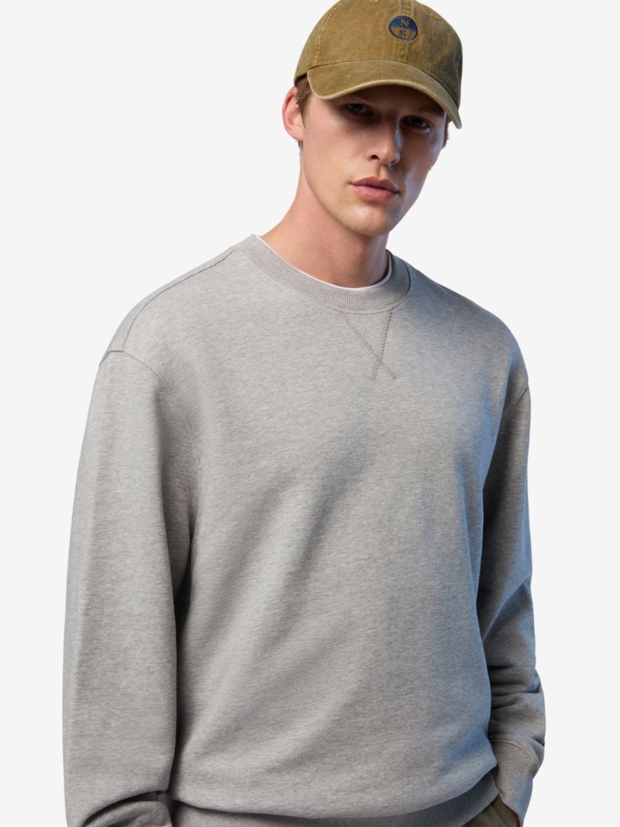 Sweatshirt with side ribbing - Men - Grey Melange - Gumpel & Co