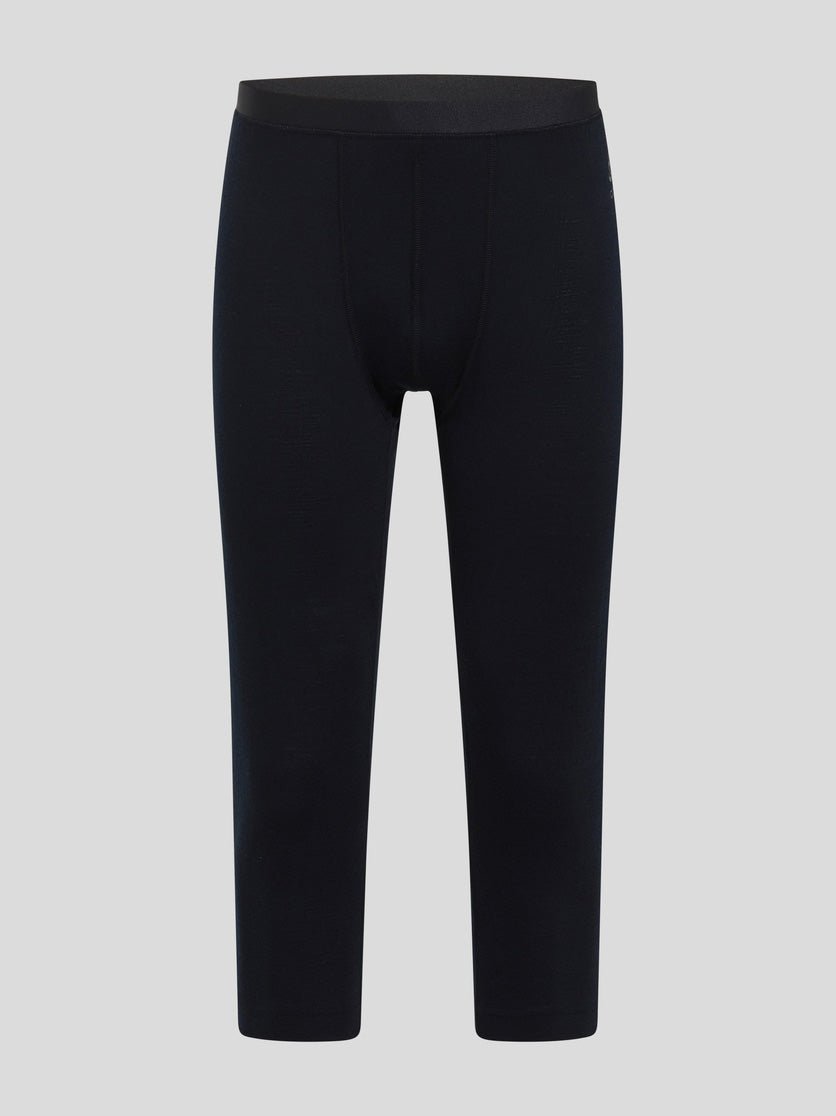 Men's Natural Merinould 200g/m2 3/4 Skiunderbukser - Herre - Black - Gumpel & Co