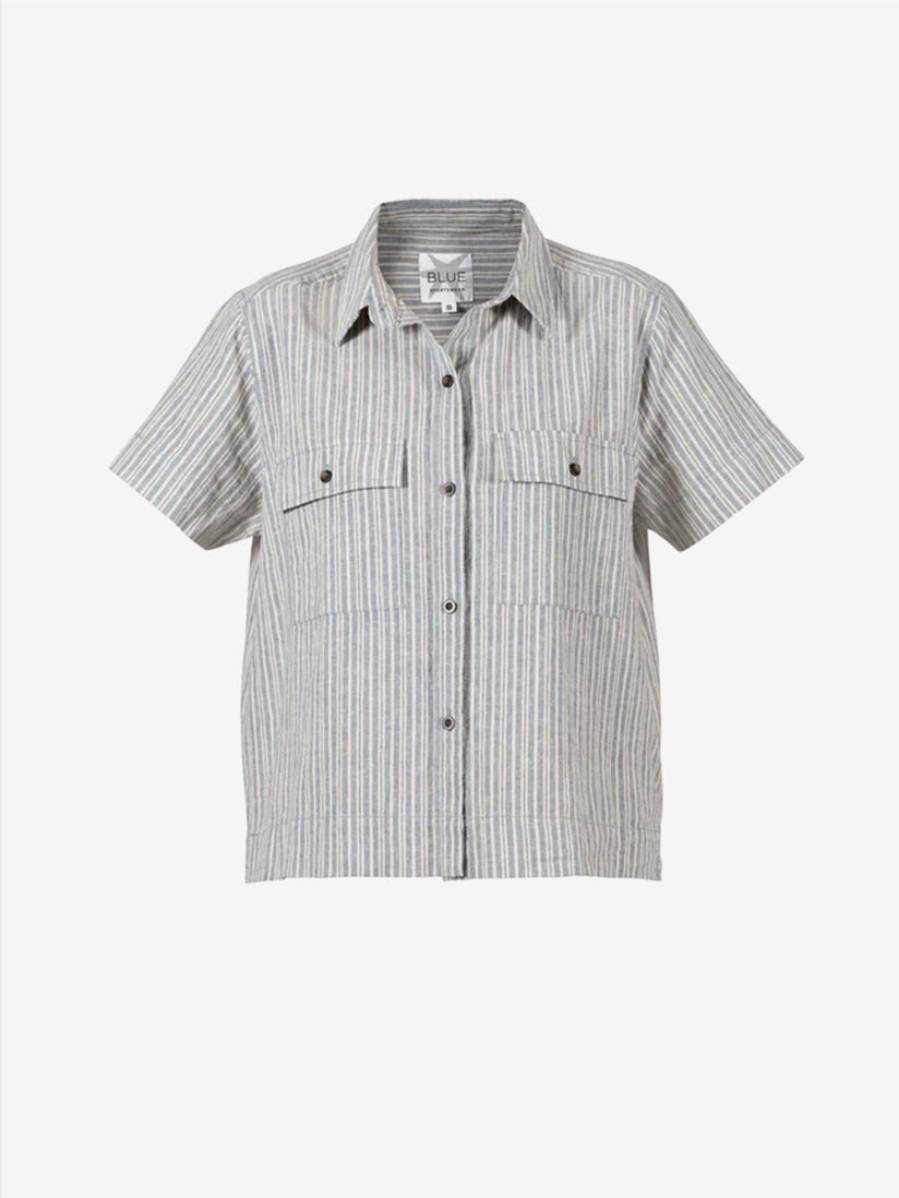 Diore Striped Shirt - Dame - Iron Blue/Chalk - Gumpel & Co