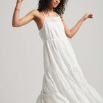 Vintage Lace Cami Maxi Kjole | Dame | Brilliant White - Gumpel & Co