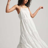 Vintage Lace Cami Maxi Kjole | Dame | Brilliant White - Gumpel & Co