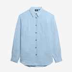 Casual Linen Boyfriend Shirt - Women - Sea Blue Chambray - Gumpel & Co