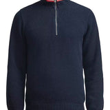 Men's Classic Rib Windproof Halfzip Sweater - Herre - Navy - Gumpel & Co