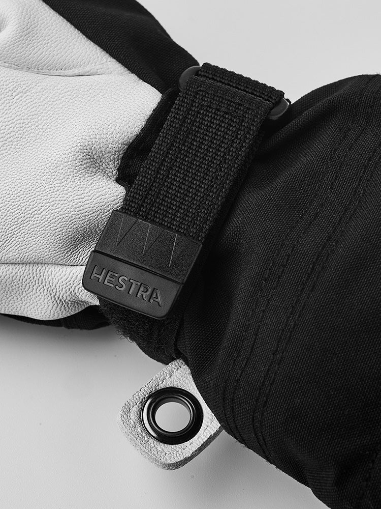 Junior Army Leather Heli Ski 5 - fingre - Børn - Black - Gumpel & Co