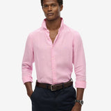 Vacation L/S Linen Shirt - Men - Coastal Pink - Gumpel & Co
