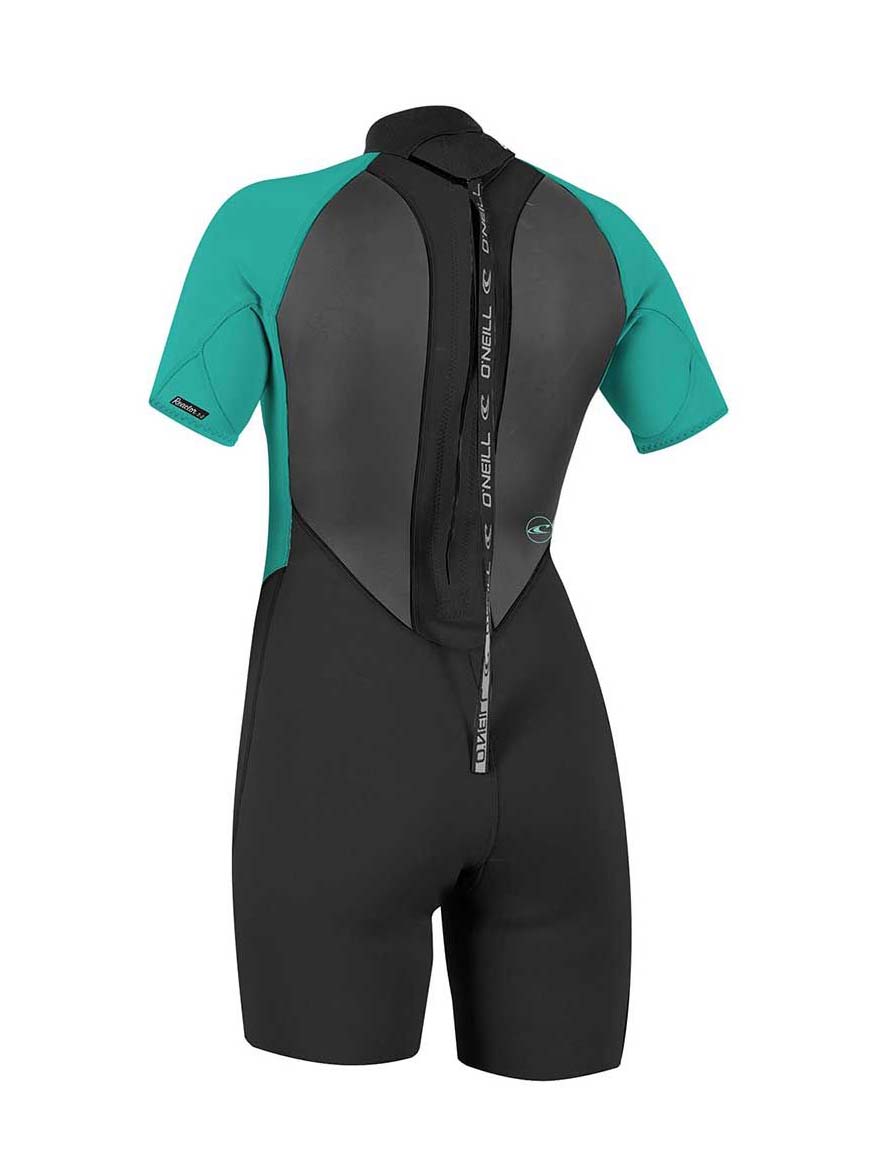 Women's Reactor II 2mm Back Zip S/S Spring Våddragt - Dame - Black/Light Aqua - Gumpel & Co