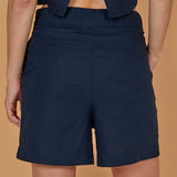 Women's Casual Hør Shorts - Dame - Navy - Gumpel & Co