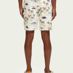 Men's Fave Printed Bermuda Shorts - Herre - White Palmtree - Gumpel & Co