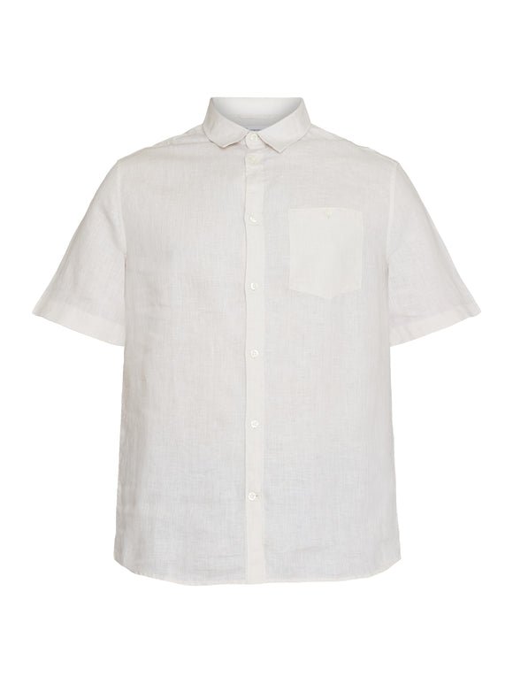 Men's Regular Hør Short Sleeve Shirt - Herre - Light Feather Gray - Gumpel & Co
