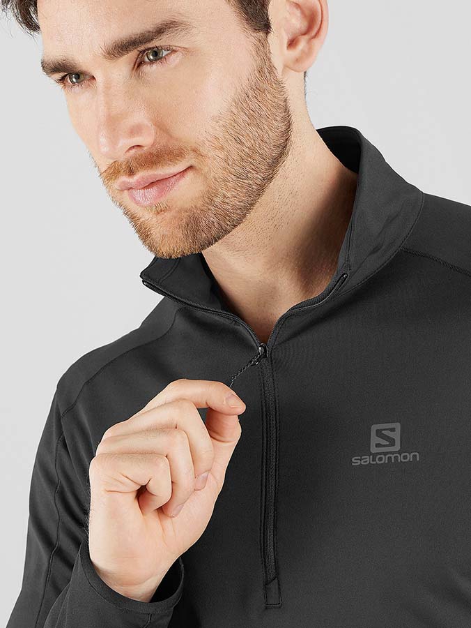 OUTRACK HALF ZIP MIDLAYER TIL HERRER | BLACK - Gumpel & Co