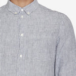 Men's REGULAR STRIPED LINEN SHIRT - Total Eclipse - Gumpel & Co