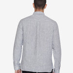 Men's REGULAR STRIPED LINEN SHIRT - Total Eclipse - Gumpel & Co