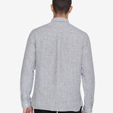 Men's REGULAR STRIPED LINEN SHIRT - Total Eclipse - Gumpel & Co