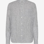 Men's REGULAR STRIPED LINEN SHIRT - Total Eclipse - Gumpel & Co
